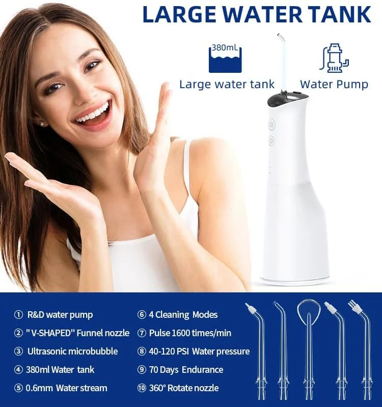 دستگاه شستشوی دهان و دندان آبی و مسواک برقی صوتی EKUBRA، ۴۰۰۰۰ ویپیام، ۴ حالت تمیز کردن، مخزن بزرگ ۳۸۰ میلیلیتری و ۴ سری مختلف و ۴ سر برس، کیف مسافرتی، شارژی USB C دستگاه شستشوی دهان و دندان آبی و مسواک برقی صوتی EKUBRA، ۴۰۰۰۰ ویپیام، ۴ حالت تمیز کردن، مخزن بزرگ ۳۸۰ میلیلیتری و ۴ سری مختلف و ۴ سر برس، کیف مسافرتی، شارژی USB C