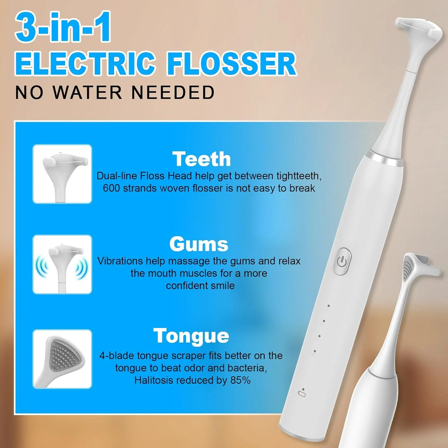 نخ دندان برقی با ۵۰ سری تعویضی و سینی نگهداری، ۴ حالت، نخ دندان برقی قابل شارژ ۸۰۰ میلی آمپر ساعتی برای مراقبت از لثه و دندان نخ دندان برقی با ۵۰ سری تعویضی و سینی نگهداری، ۴ حالت، نخ دندان برقی قابل شارژ ۸۰۰ میلی آمپر ساعتی برای مراقبت از لثه و دندان