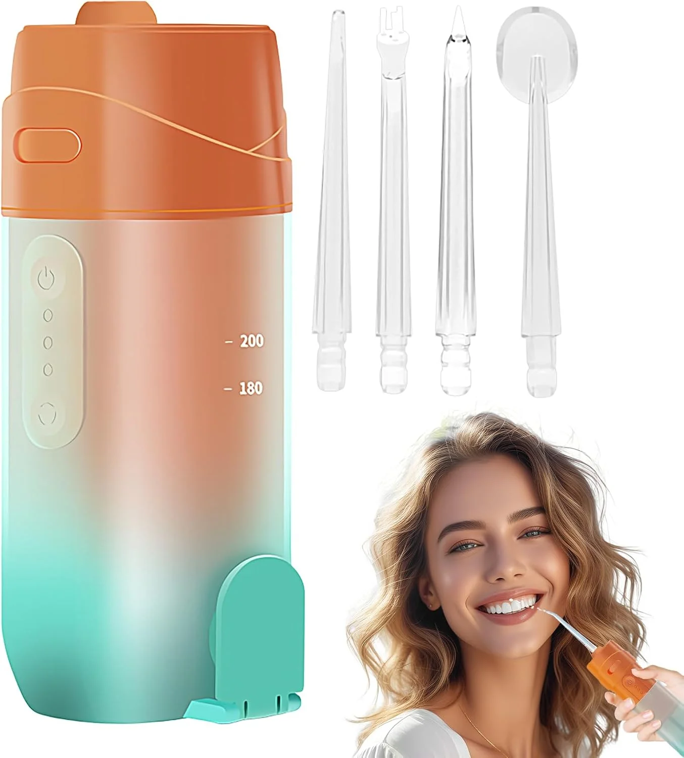 دستگاه شستشوی دهان و دندان 240 میلی لیتری، مسواک برقی شستشوی دندان با آب، تمیز کننده عمیق 5 حالت، دستگاه شستشوی دندان و مسواک برای استفاده روزانه در خانه، مسافرت، کمپینگ و بعد از غذا برای کودکان