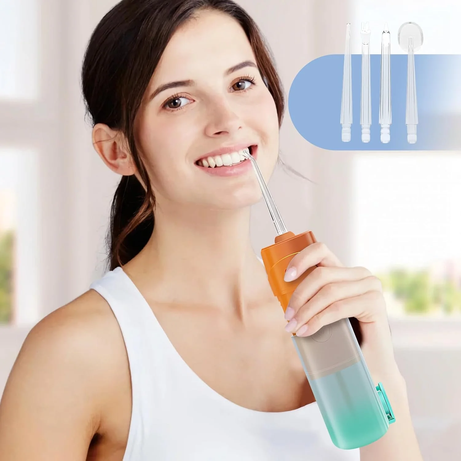 واتر فلاسر | دستگاه نخ دندان آبی برقی 240 میلی لیتری، دستگاه آبی ضد آب دندان، 5 حالت دستگاه نخ دندان کشیدن برای مسافرت، استفاده روزانه در حمام، منزل، سفر، کودکان، مردان