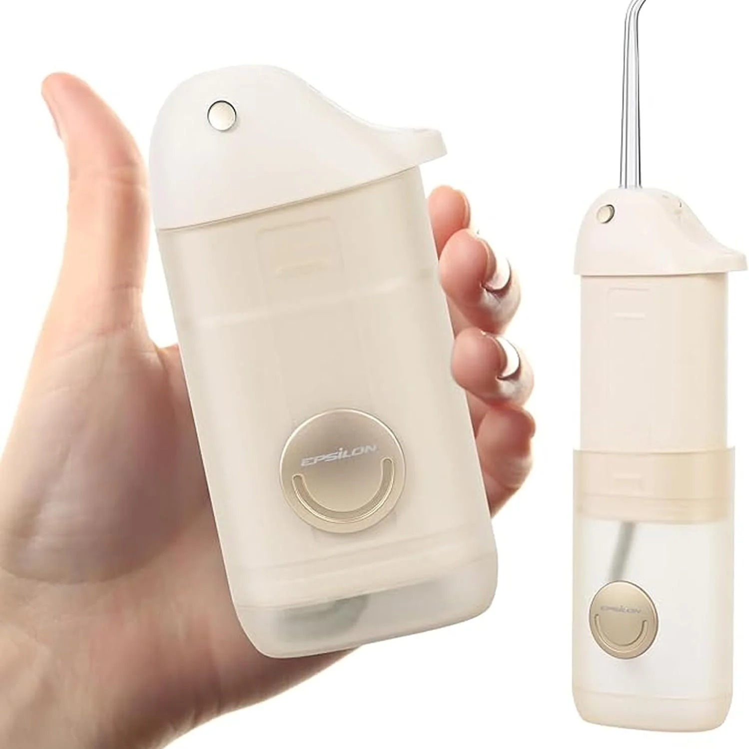 نخ دندان آبی بدون سیم اپسیلون برای دندان، لثه، ارتودنسی، مراقبت از دندان به همراه کیف مسافرتی 150 میلی لیتر - 4 حالت سرعت، نازل چرخان 360 درجه، دستگاه نخ دندان آبی برقی قابل حمل و ضد آب IPX7