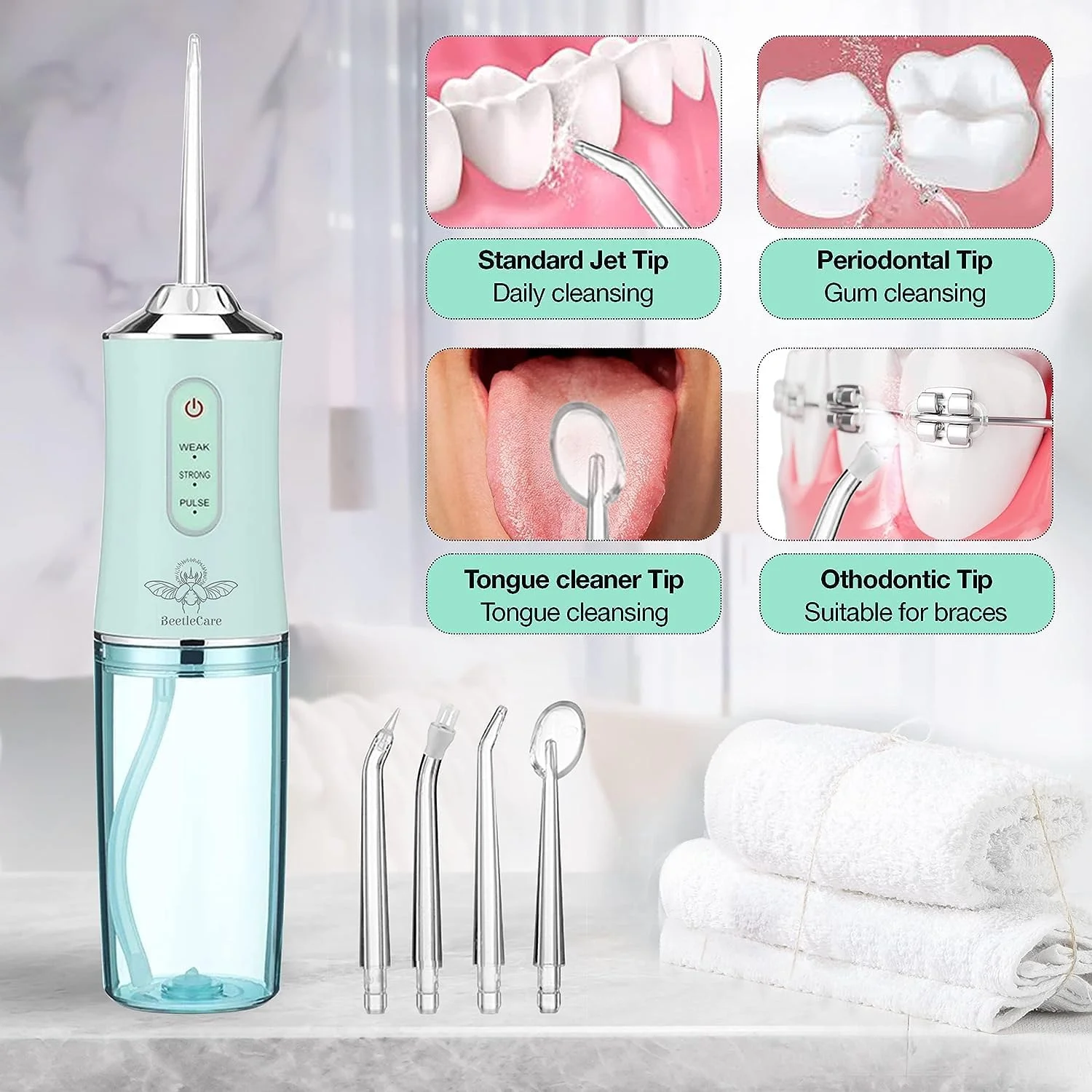 دستگاه شستشوی دهان و دندان بی سیم Elterazone - دارای 3 حالت، قابل حمل، ضد آب IPX8 و باتری قدرتمند، مناسب برای استفاده در منزل و مسافرت