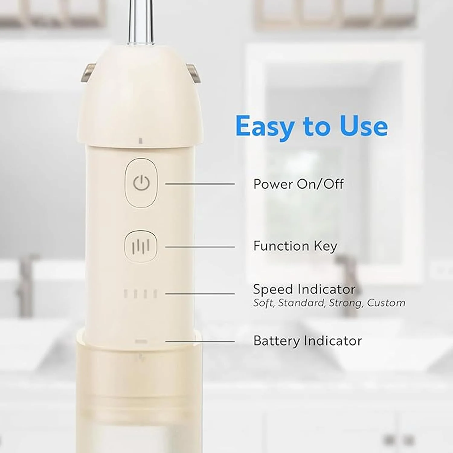 نخ دندان آبی بدون سیم اپسیلون برای دندان، لثه، ارتودنسی، مراقبت از دندان به همراه کیف مسافرتی 150 میلی لیتر - 4 حالت سرعت، نازل چرخان 360 درجه، دستگاه نخ دندان آبی برقی قابل حمل و ضد آب IPX7