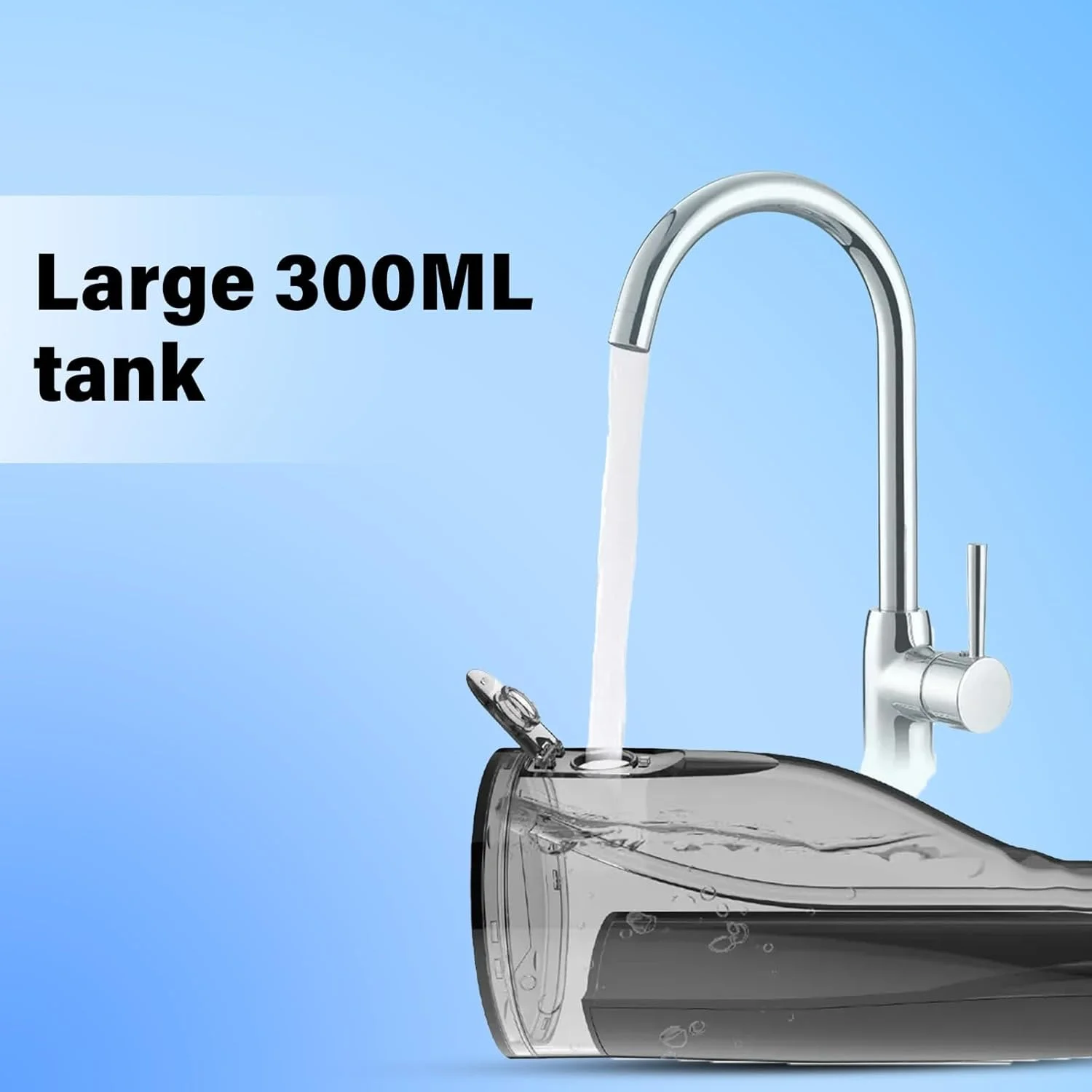 دستگاه شستشوی دهان و دندان ایواپیور، بدون سیم، باتری قدرتمند با عمر طولانی، جت چند منظوره با قابلیت چرخش 360 درجه، مخزن آب جداشدنی 300 میلی لیتری، ضد آب IPX7، قابل شارژ USB، مناسب برای مسافرت و استفاده در منزل