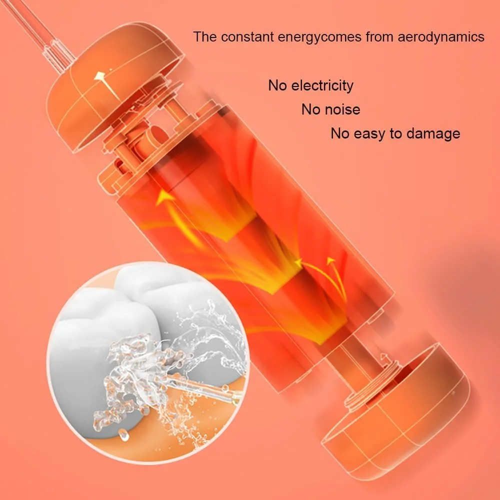 دستگاه شستشوی دهان دستی با فشار هوا FYZB، آبیاری دهان و دندان قابل حمل غیر الکتریکی و بدون سیم با قابلیت نگهداری نازل، مناسب برای مسافرت