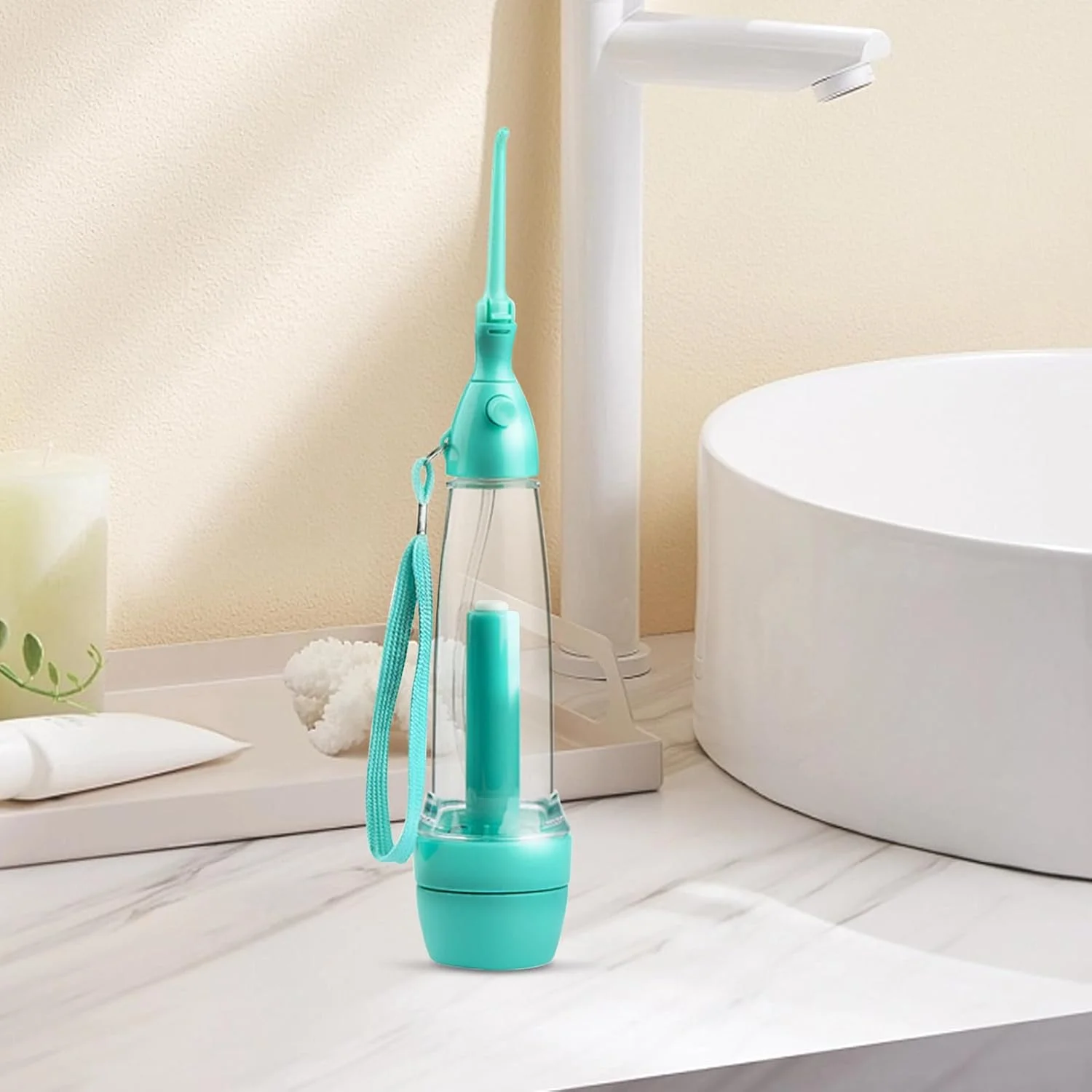 نخ دندان آبی برای دندان، نخ دندان آبی سبک وزن برای بزرگسالان، دستگاه آبیاری دندان با طراحی بی سیم برای تمیز کردن روزانه دهان، مراقبت دستی از لثه، مناسب برای خانه، حمام، مسافرت، کودکان و افراد مبتدی
