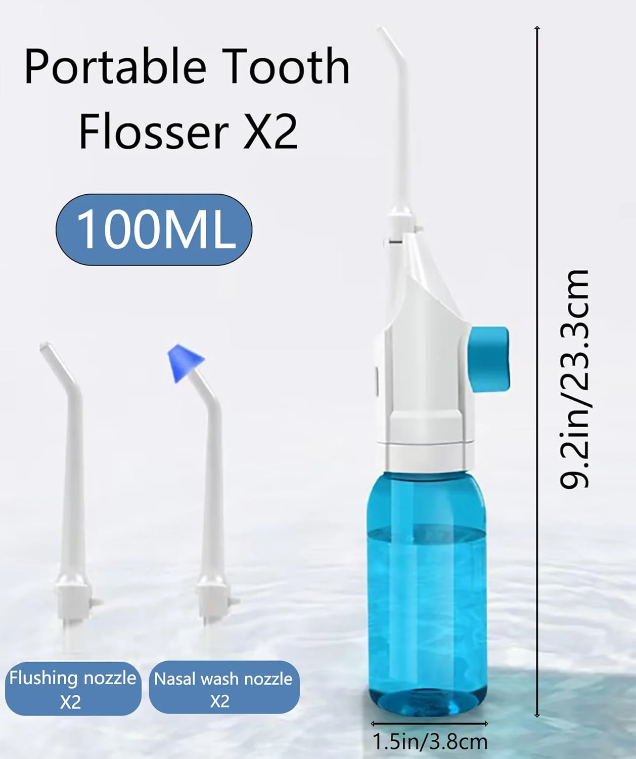 دستگاه شستشوی دندان با آب، بسته 2 عددی، نخ دندان آبی دستی برای دندان، دستگاه آبی دهان قابل حمل بدون سیم با 2 سری و جعبه نگهداری، تمیز کننده دندان با آب 150PSI، ضد آب IPX7، خيط مائي للأسنان