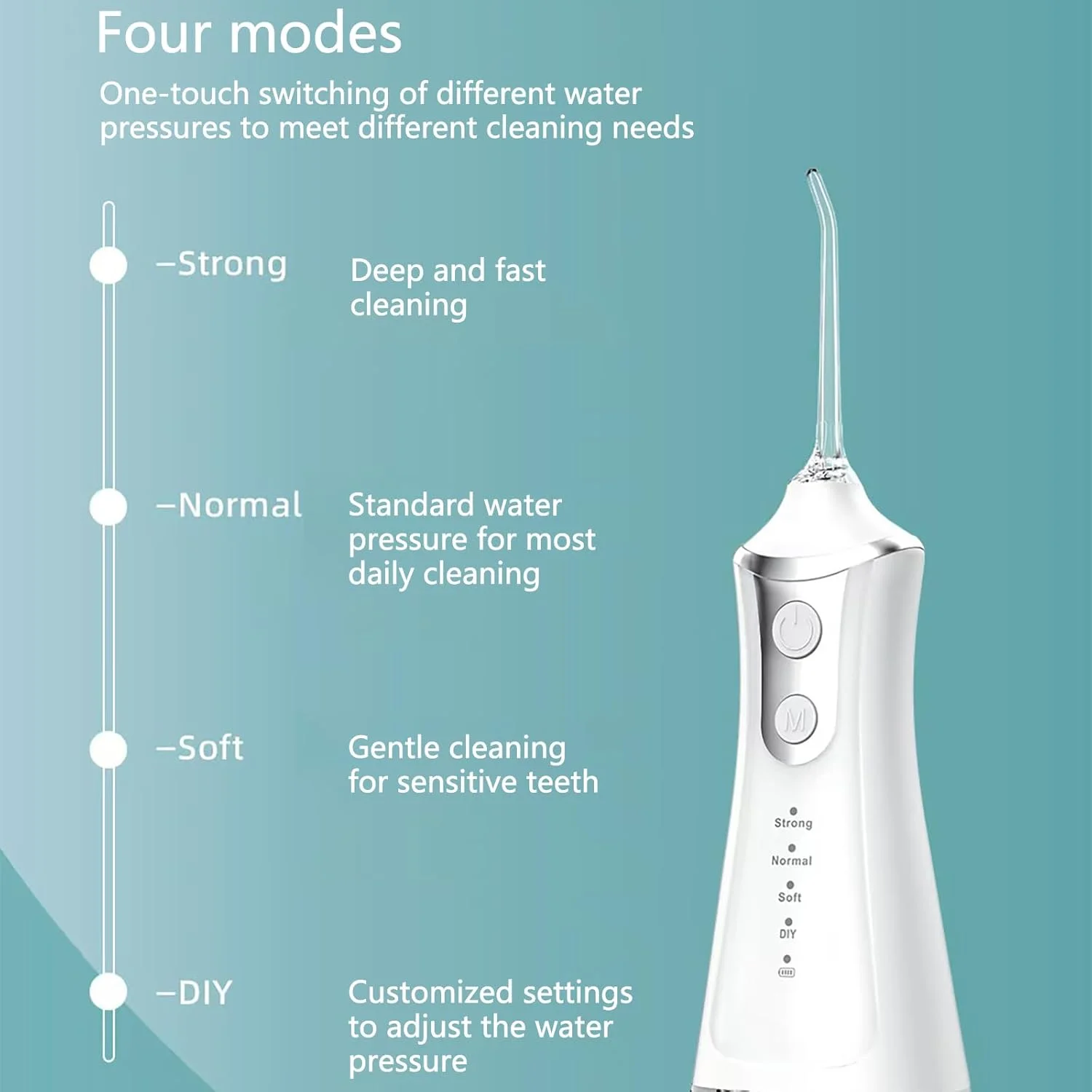 نخ دندان آبی برای دندان ها، نخ دندان آبی قابل حمل برای تمیز کردن دندان، دستگاه آبی دهان بی سیم با 5 سری و جعبه نگهداری جت، نخ دندان شارژی 300 میلی لیتری برای مسافرت، IPX7