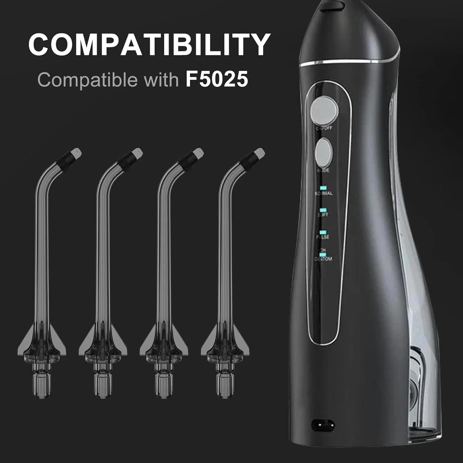 سری های جایگزین فانسی برای دستگاه نخ دندان آبی نیکول اورال‌فری، 4 عدد سری ارتودنسی، نازل جت شستشوی دهان (مشکی)