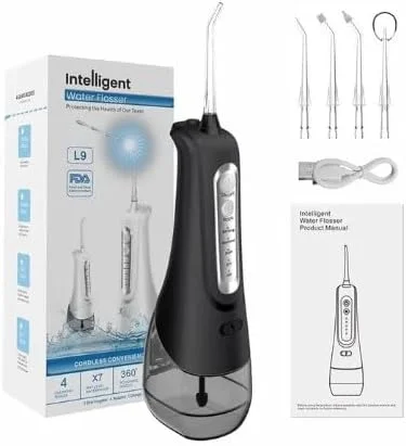 دستگاه تمیز کننده دندان قابل حمل، آبیاری دهان، دستگاه آبیاری، مراقبت از دهان خانگی، جت آب دندان مشکی