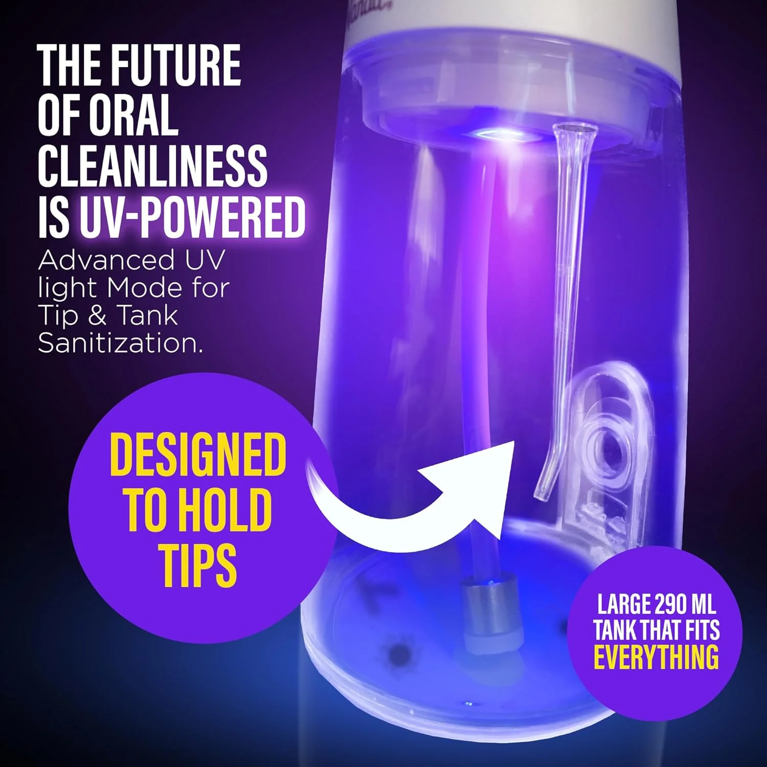 دستگاه پاک کننده پیشرفته دهان و دندان GuruNanda 2.0 به همراه حالت UV و دهانشویه غلیظ - تنفس تازه و حذف کامل پلاک برای لبخندی درخشان تر