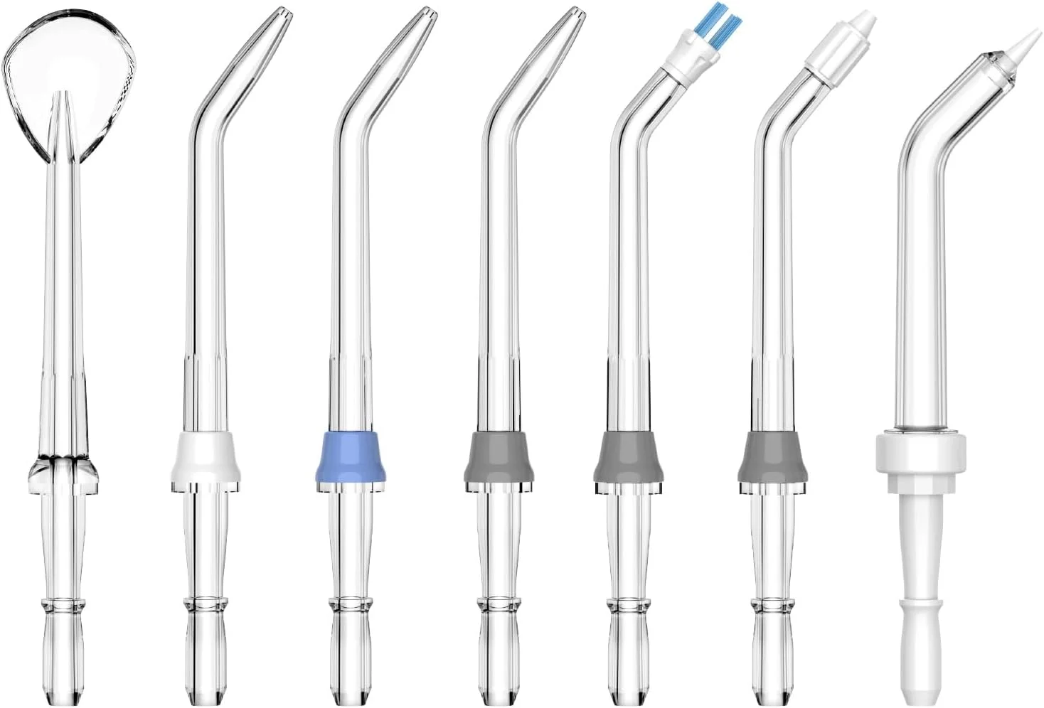 ست مسواک برقی اولتراسونیک و نخ دندان آبی HEYAXA مدل 2411WF به همراه سری اضافه نخ دندان آبی، 5 عدد، سفید