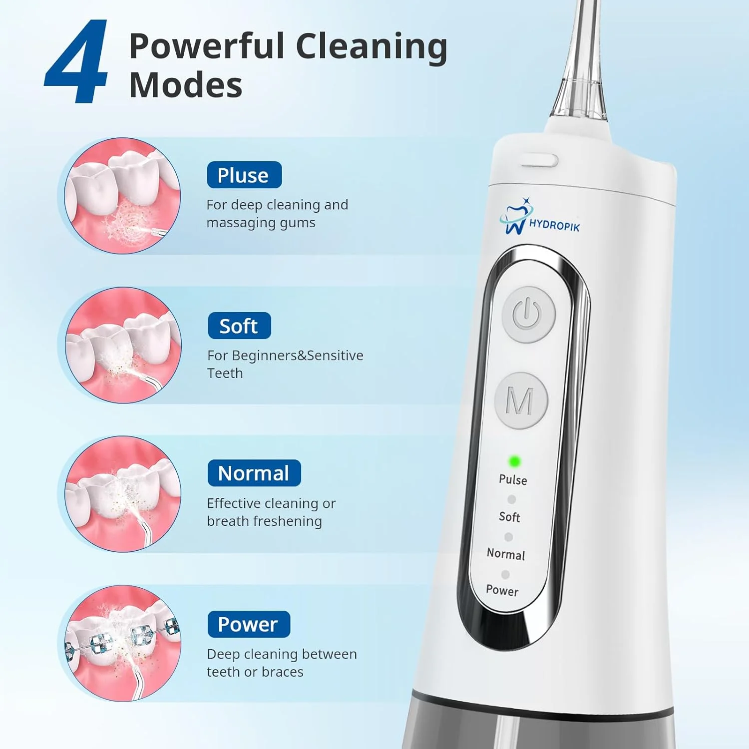 دستگاه نخ دندان آبی بی سیم، 4 سری، 4 حالت، دستگاه نخ دندان برقی قابل حمل برای دندان با چرخش 360 درجه - از بین برنده پلاک دندان و آبیاری دهان و دندان، جت آب برای مراقبت از دندان