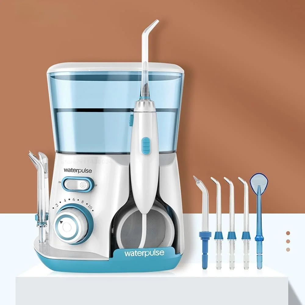 دستگاه شستشوی دهان مدل V300G به همراه 5 سری، نخ دندان آبی برقی، تمیز کننده 800 میلی لیتری، بهداشت دهان و دندان
