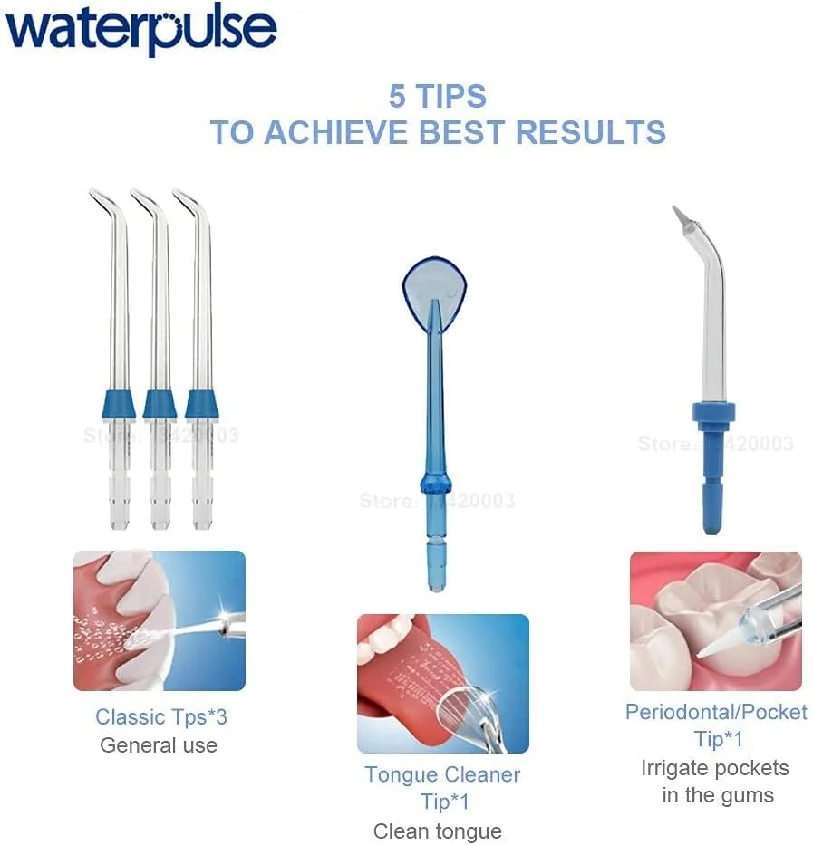 دستگاه شستشوی دهان مدل V300G به همراه 5 سری، نخ دندان آبی برقی، تمیز کننده 800 میلی لیتری، بهداشت دهان و دندان