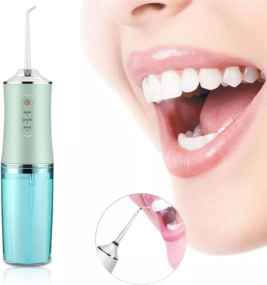 آب‌فشان دهانی بی‌سیم 220 میلی‌لیتری برای تمیز کردن دندان، دارای 3 حالت فشار و 4 سری جت، ضدآب IPX7