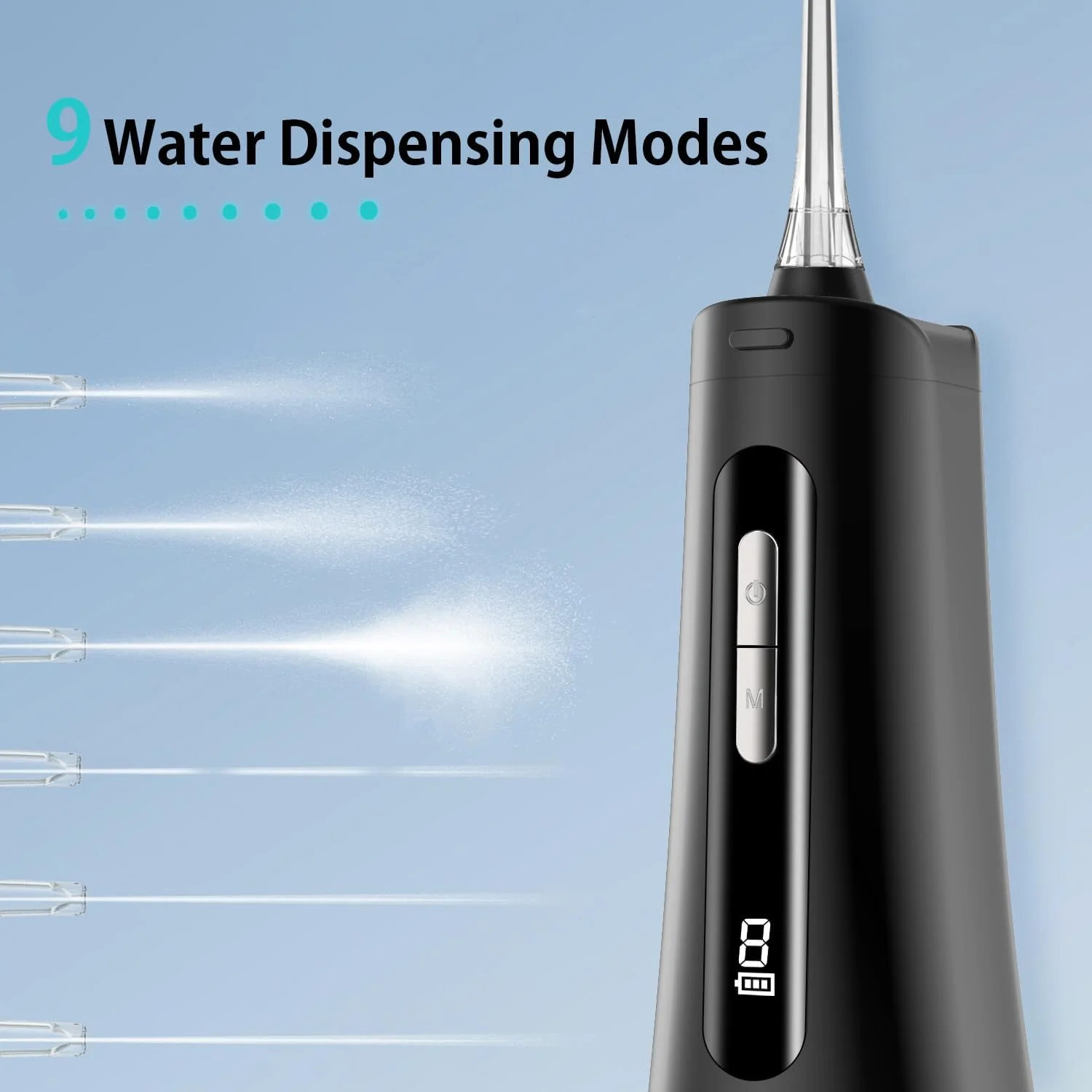 دستگاه شستشوی دهان و دندان ایریانو، نخ دندان آبی قابل حمل و بدون سیم با 4 حالت و 9 شدت، دستگاه شستشوی دهان و دندان قابل شارژ و ضد آب IPX7، انتخابگرهای آبی مسافرتی برای تمیز کردن