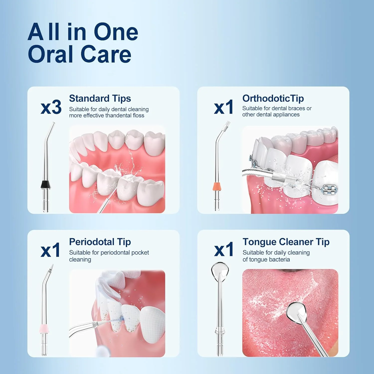 دستگاه شستشوی دهان و دندان با 5 حالت، مخزن 350 میلی لیتری، بی سیم، دارای 6 سری، ضد آب IPX7، قابل شارژ، باتری قدرتمند قابل حمل برای مسافرت و مراقبت از ارتودنسی و بریج در خانه