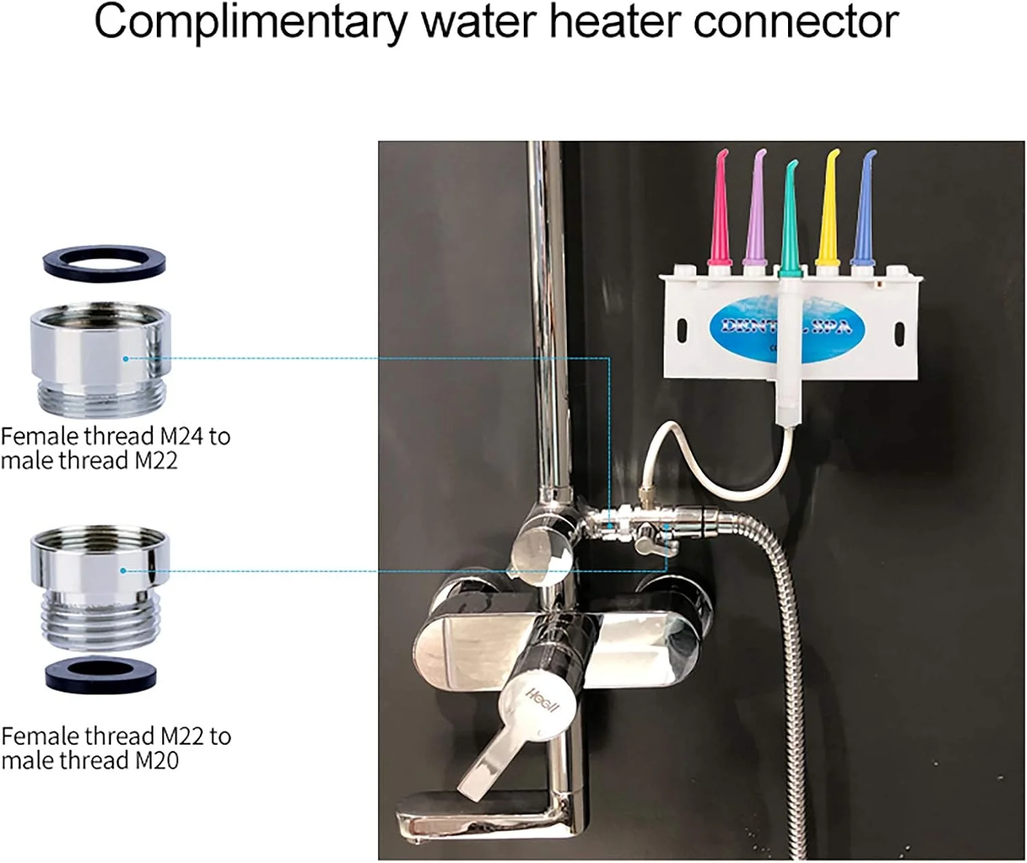 دستگاه شستشوی دهان و دندان با آب مناسب برای استفاده خانوادگی، 5 سری رنگی برای شیر آب و دوش، دستگاه آبیاری دهان و دندان غیر الکتریکی با فشار آب ایمن، تمیز کننده دندان و مراقبت از دهان. صرفه جویی در انرژی و حفاظت از محیط زیست.