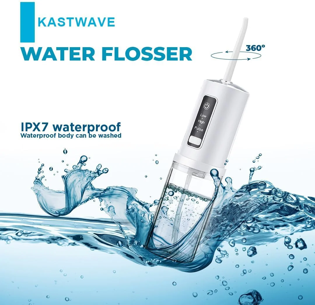 دستگاه شستشوی دهان و دندان KASTWAVE، تمیز کننده برقی چند منظوره و قابل حمل دندان، انتخاب کننده های آبی قابل شارژ USB برای تمیز کردن دندان