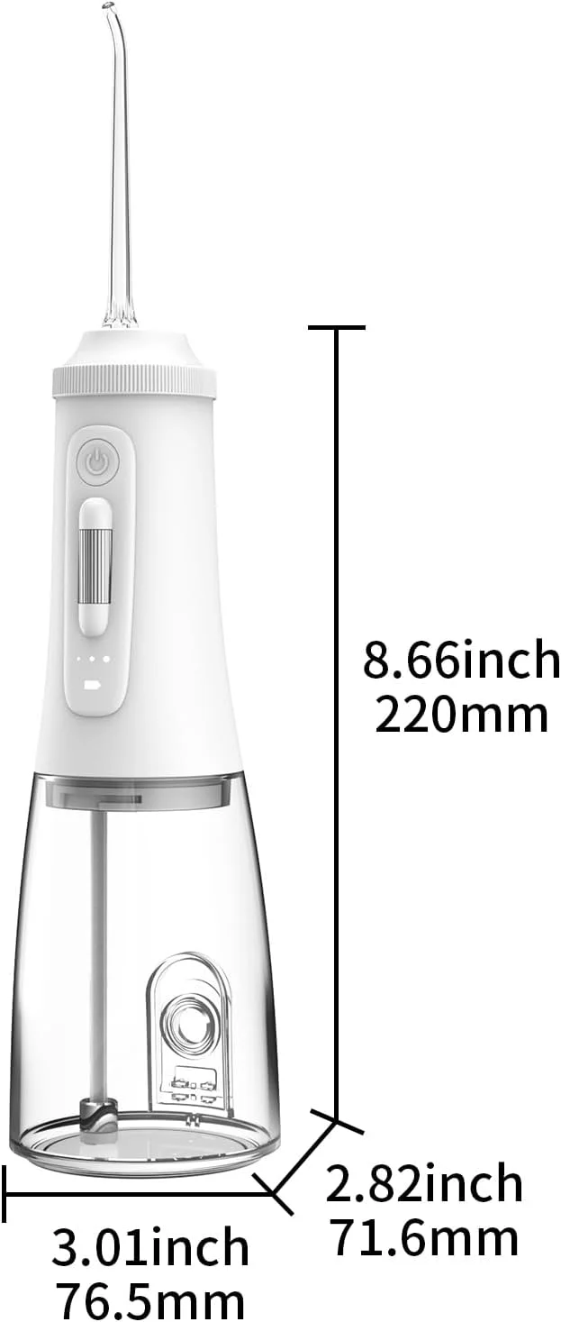 دستگاه نخ دندان آبی، نخ دندان آبی برای دندان، دستگاه نخ دندان آبی قابل حمل 300 میلی لیتری، تمیز کننده دندان مسافرتی قابل شارژ، 4 حالت و 4 سری جت، دستگاه حرفه ای برقی نخ دندان (سفید)