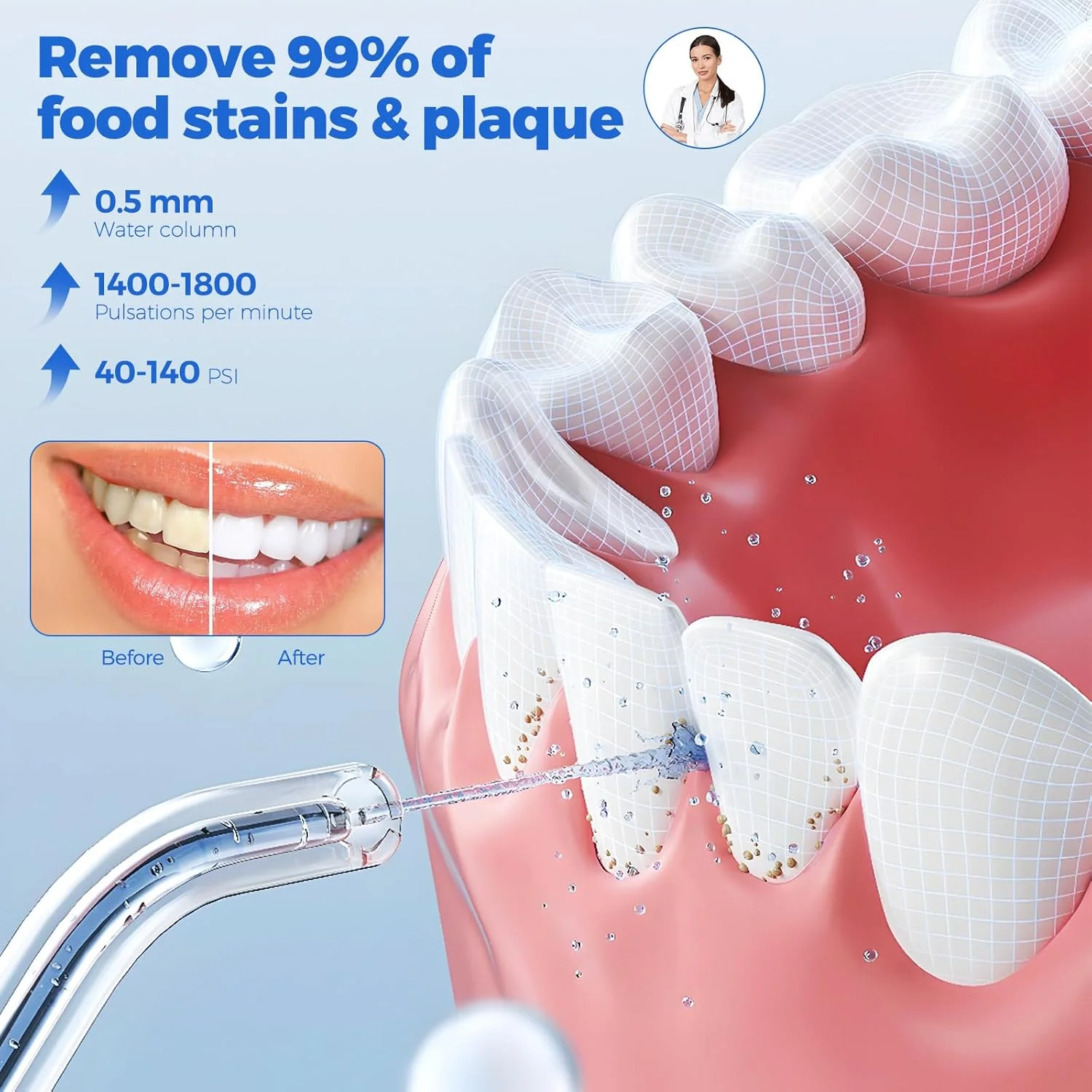 دستگاه نخ دندان آبی بی سیم KOOSREEL، دستگاه شستشوی دهان و دندان، 350 میلی لیتر، قابل حمل برای مراقبت از دندان، مناسب برای استفاده در منزل و مسافرت، 3 حالت، مشکی