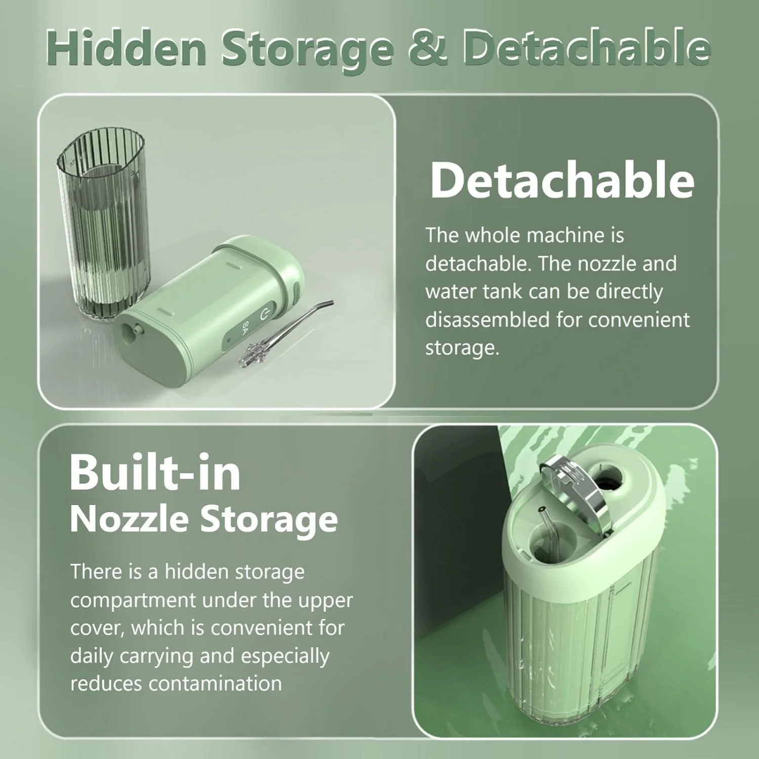 واتر فلاسر دندان، دستگاه آبیاری دهان و دندان قابل حمل با 4 حالت، 5 سری شستشو، مخزن آب تلسکوپی 200 میلی لیتری، ضد آب IPX7، جرم گیر شارژی بی سیم برای دندان، مناسب منزل و مسافرت
