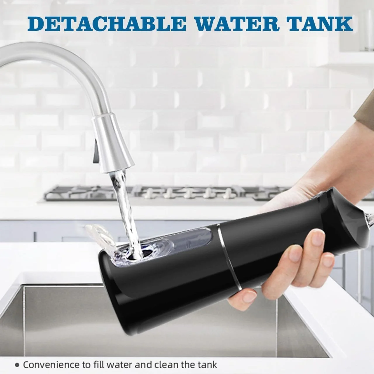 واتر فلاسر دندان، دستگاه شستشوی دهان، نخ دندان آبی، قابل شارژ با USB، نخ دندان برقی برای دندان، دستگاه شستشوی دهان با 5 حالت، واتر فلاسر بی سیم قابل حمل IPX7 ضد آب (مشکی)