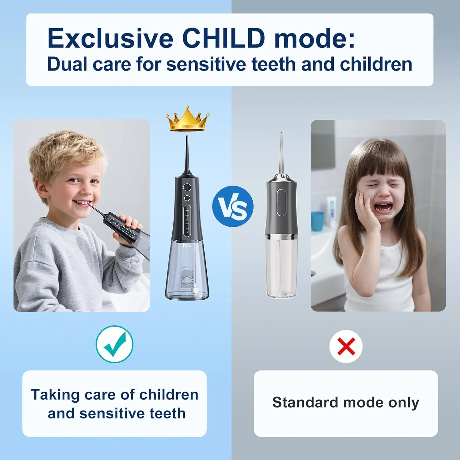 دستگاه نخ دندان آبی بی سیم Mocel، تمیز کننده دندان، 5 حالت، حجم 300 میلی لیتر، قابل حمل، کابل USB C، ضد آب IPX7، مناسب برای تمیز کردن دندان در خانه و مسافرت (مشکی)