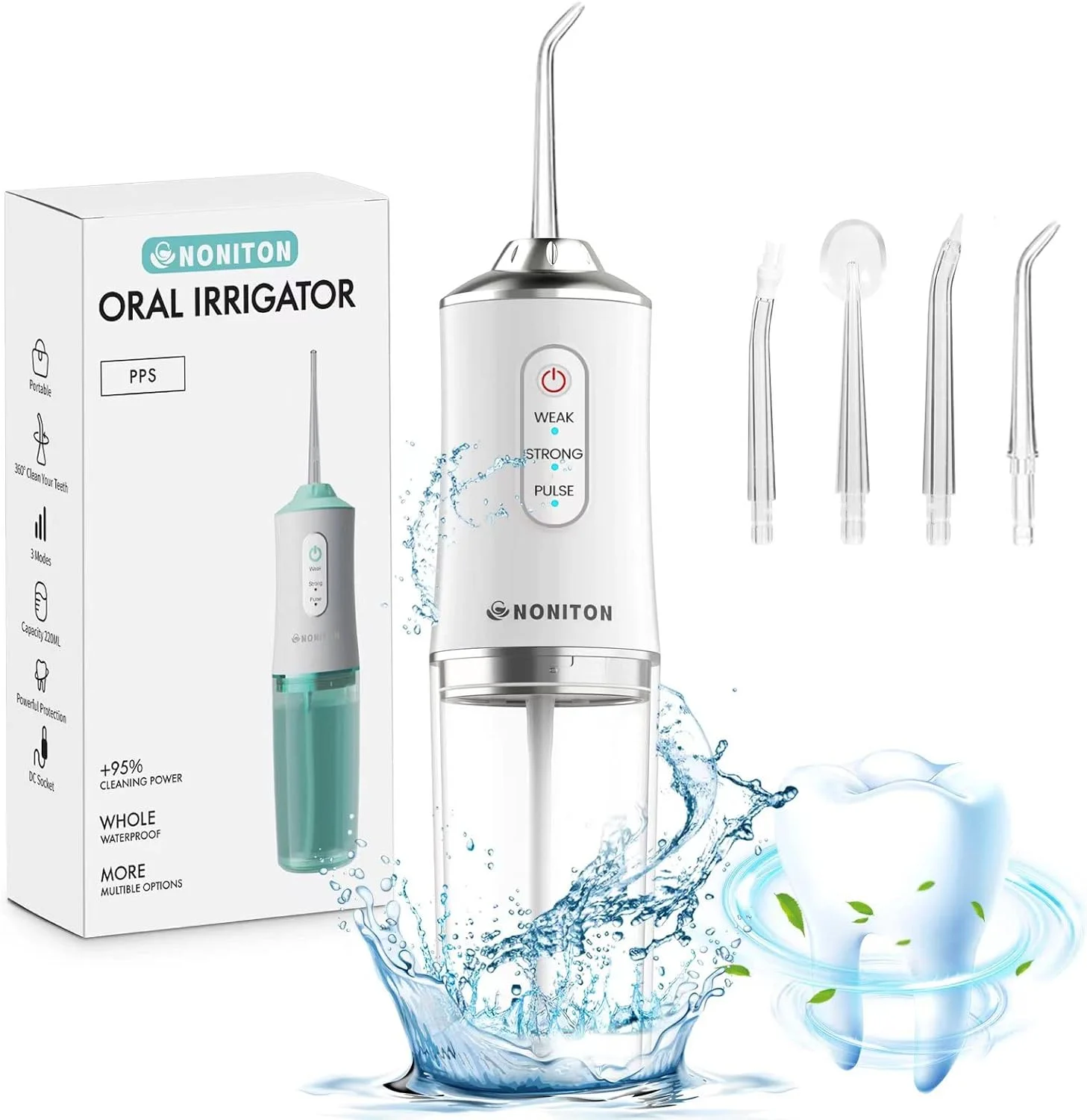 دستگاه شستشوی دهان و دندان نانیتون، نخ دندان آبی بی سیم، دستگاه آبیاری دهان و دندان با حالت DIY، دارای 4 سری جت، ضد آب IPX7، قابل حمل و شارژ برای منزل و مسافرت، زرد
