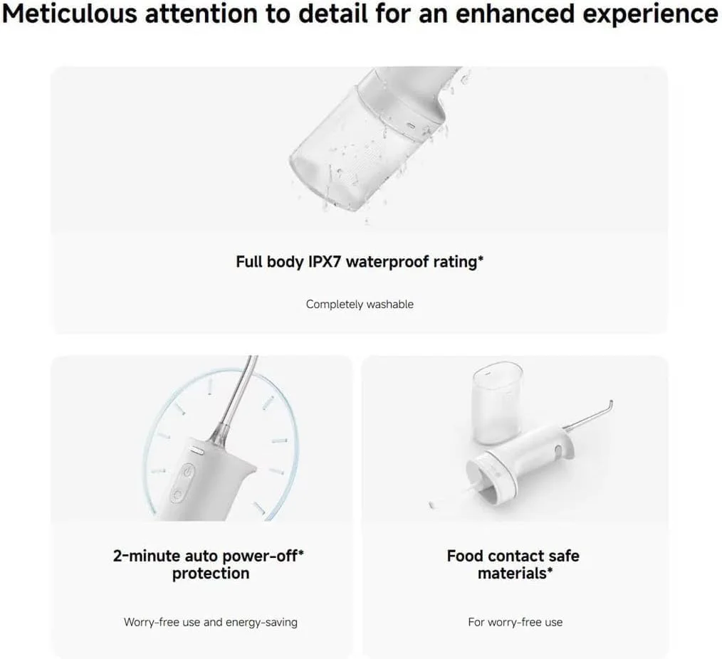 دستگاه شستشوی دهان و دندان، تمیز کننده عمیق، 2 حالت تمیز کردن، ایده آل برای دندان ها، 90 روز عمر باتری - سفید
