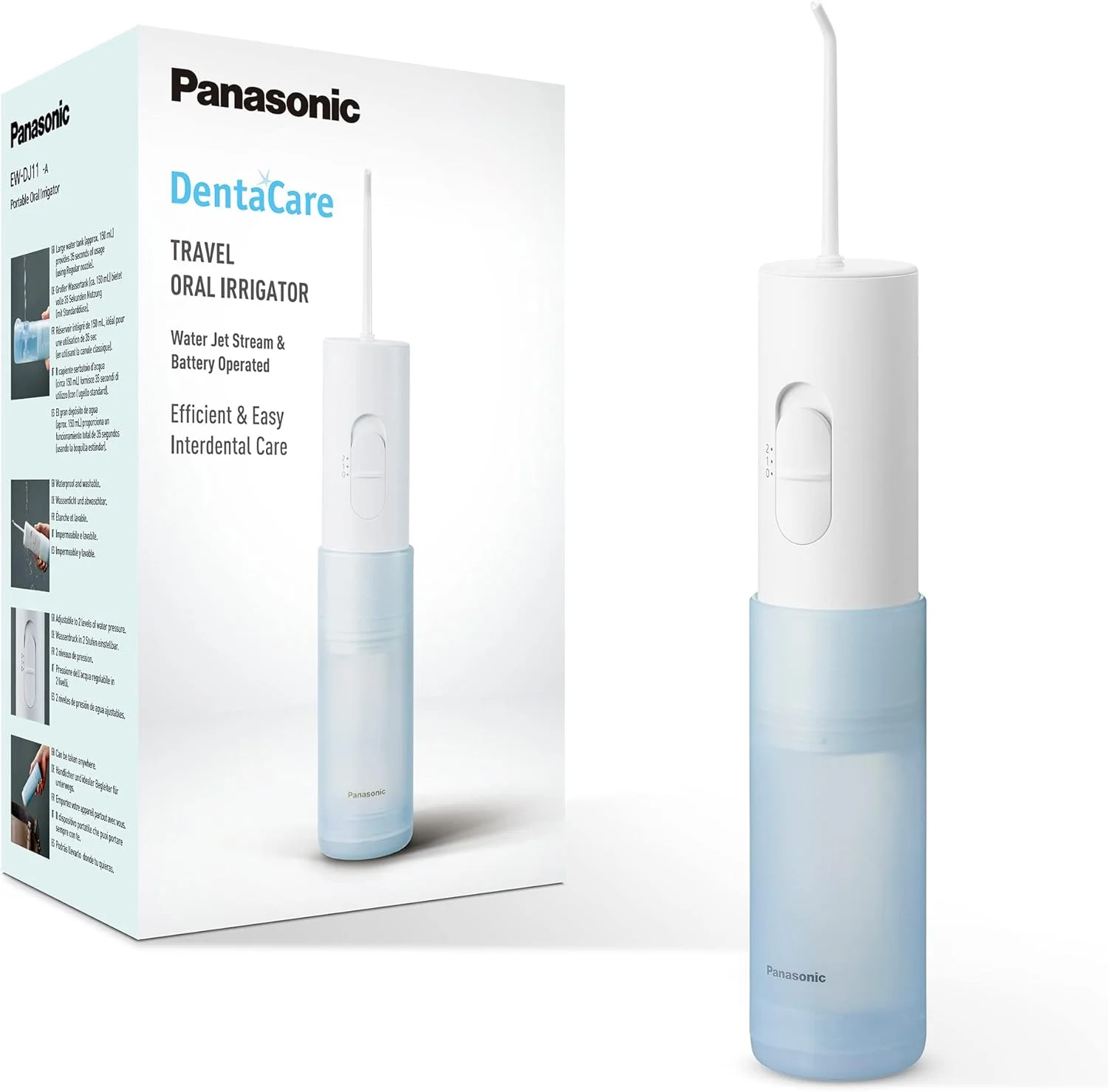 دستگاه پاک کننده دندان پاناسونیک EW-DJ11-A503، استفاده آسان با 2 تنظیم فشار آب، جمع و جور و قابل حمل.