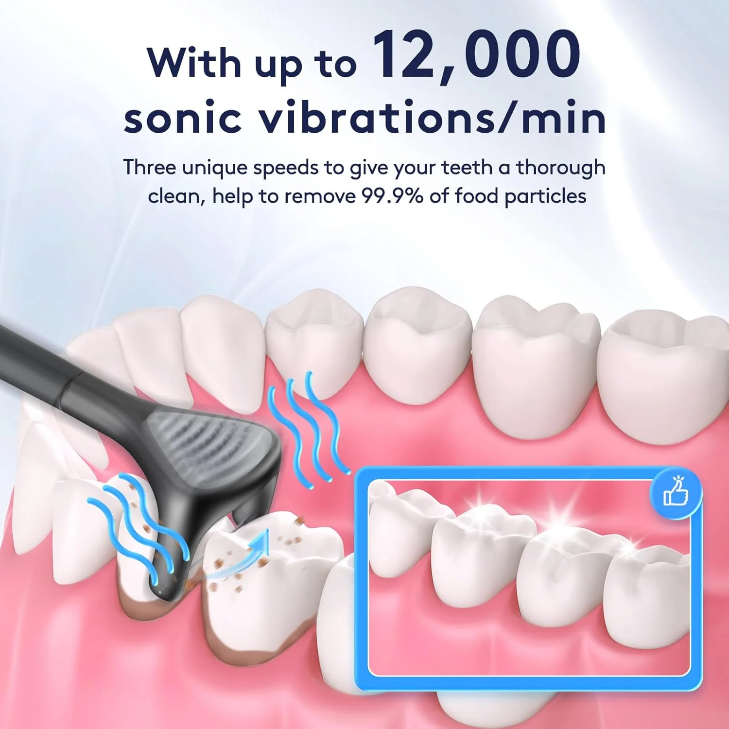 نخ دندان برقی | نخ دندان برقی برای دندان با 3 حالت + 50 سری جایگزین، تمیز کننده زبان و جایگزین نخ دندان آبی