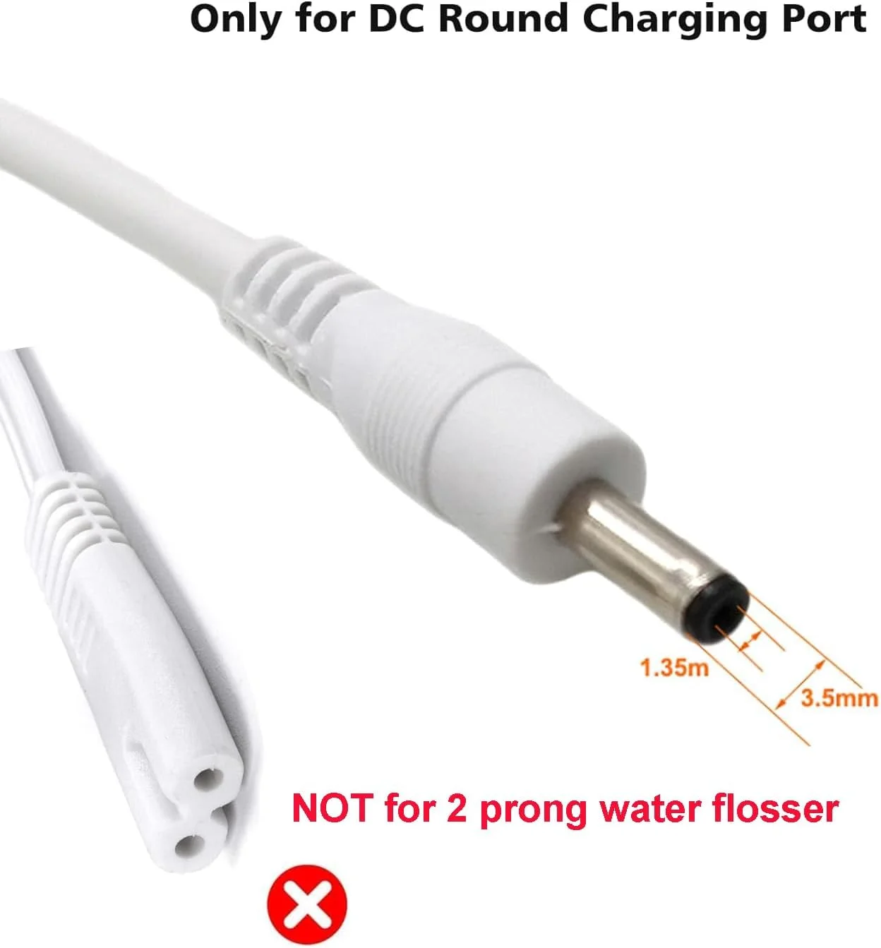 کابل شارژ جایگزین PDEEY برای مسواک شارژی آکواسونیک آیکون، مسواک برقی Bitvae مدل D2/S2، نخ دندان آبی C2، کابل شارژ USB DC طول 1.5 متر، سفید