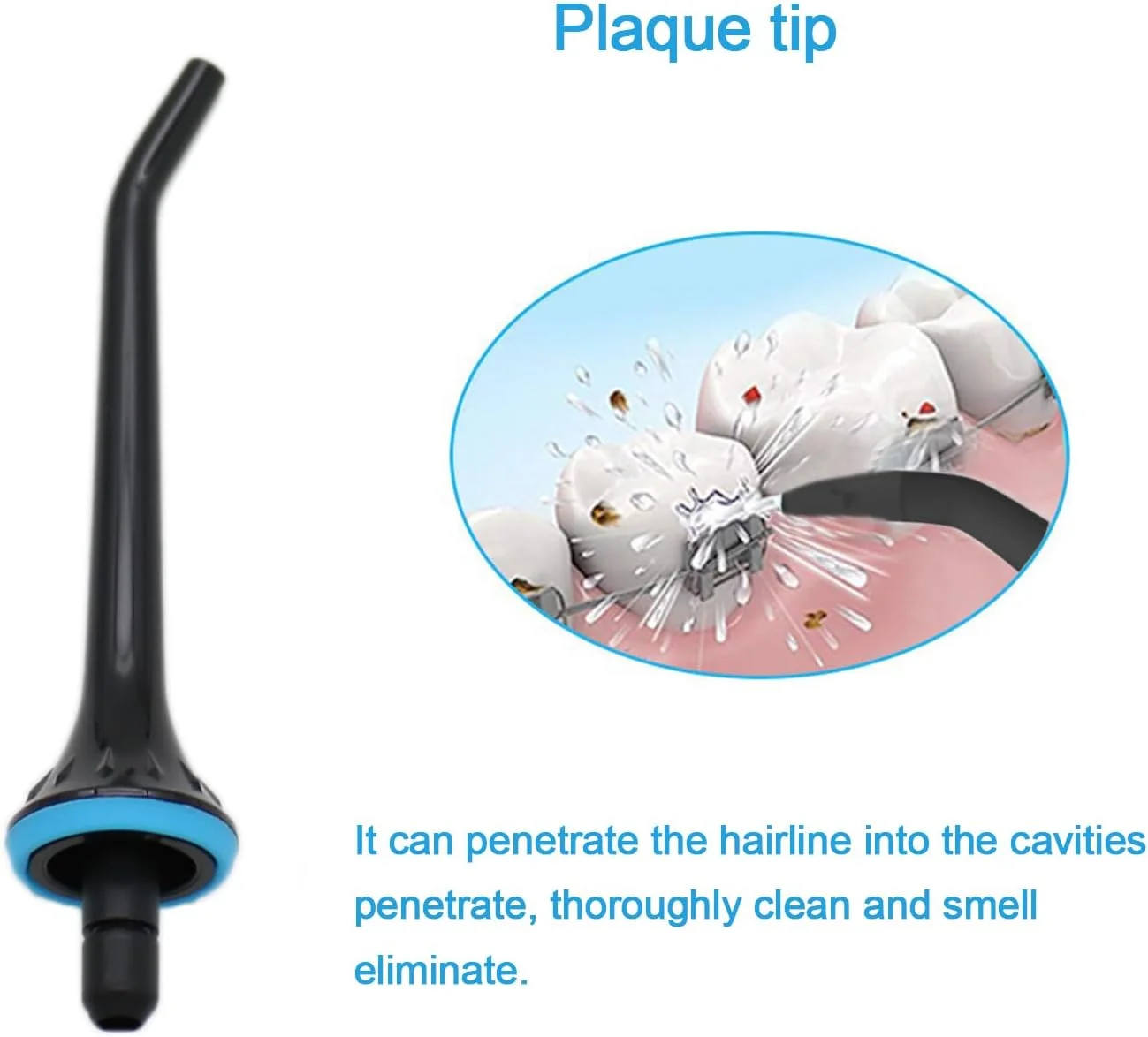 سری های جایگزین دستگاه نخ دندان آبی PDEEY، سازگار با Mospro، Nicwell، Nicefeel، Oralfree، نازل جت مشکی، 3 عدد