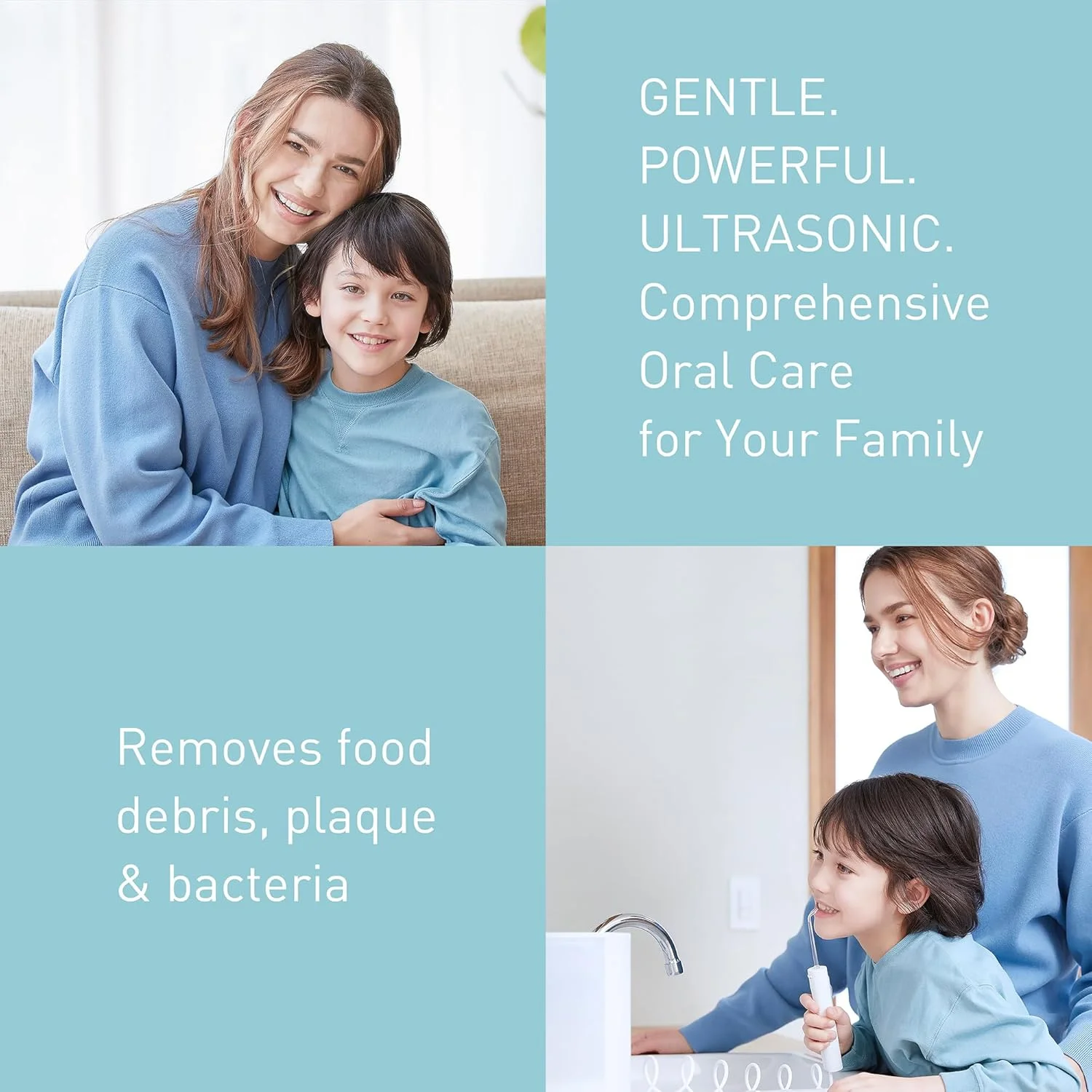 دستگاه شستشوی دهان و دندان پاناسونیک مدل EW1614AW503-PACK، جت التراسونیک، حالت کودک، 10 تنظیم فشار، IPX7، مناسب ارتودنسی، 5 نازل، منبع تغذیه برق، سفید