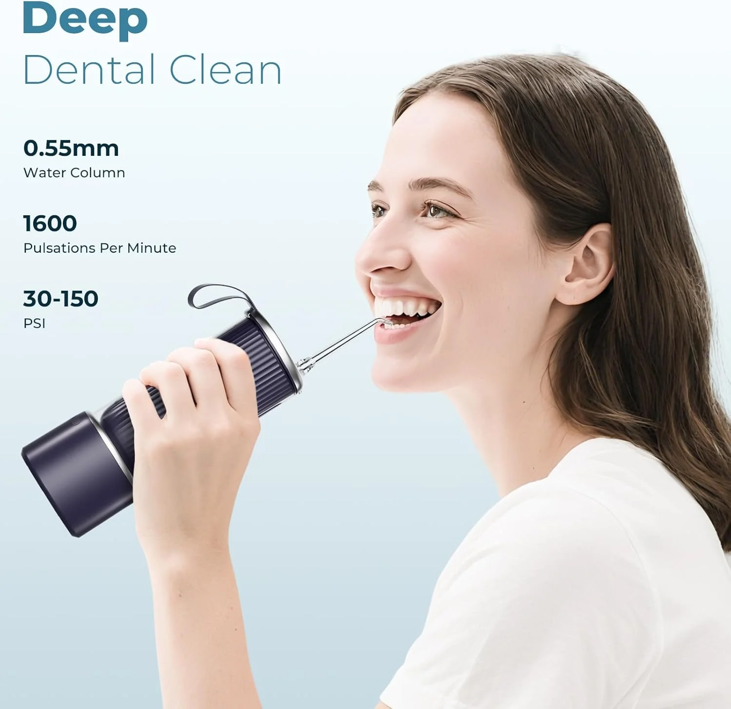 دستگاه شستشوی دهان پاكساكس - نخ دندان آبی بی سیم، دارای 5 حالت قابل شارژ، IPX7 ضد آب، تمیز کننده لثه، تمیز کننده عمیق