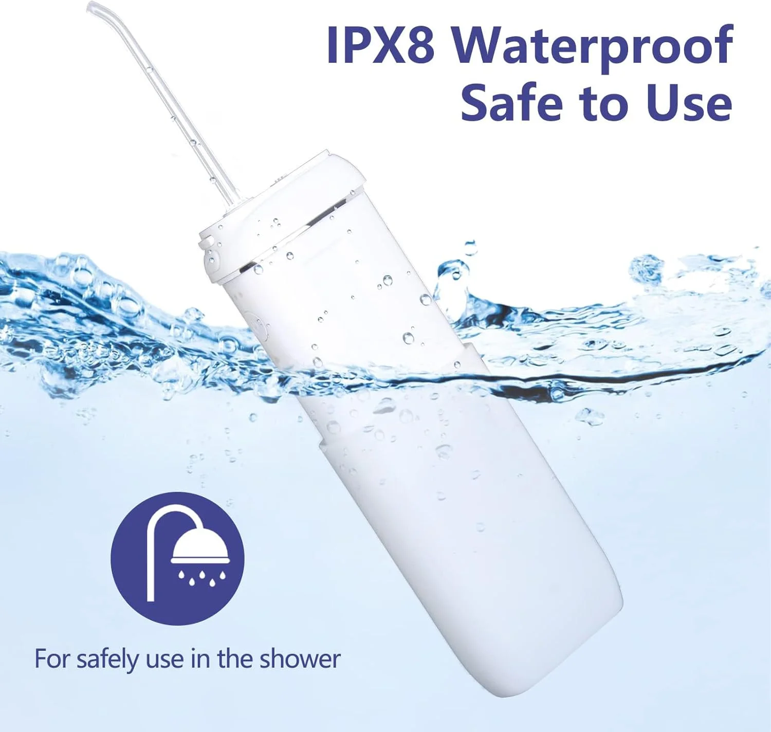 واتر فلاسر قابل حمل، مینی نخ دندان آبی بی سیم، پاک کننده دندان آبی برای مسافرت و خانه، واتر فلاسر برای دندان، لثه، ارتودنسی، مراقبت از دندان، مخزن آب تلسکوپی، 3 حالت، ضد آب IPX8