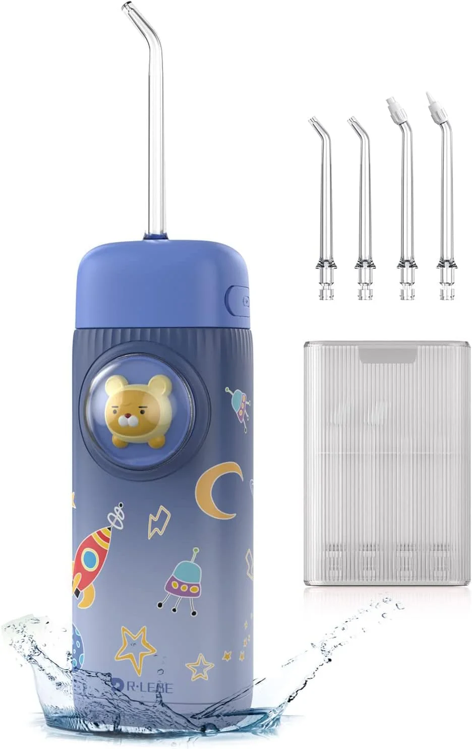 واتر فلاسر کودکانه، واتر فلاسر قابل حمل و بی سیم برای تمیز کردن دندان ها و مراقبت از لثه، دستگاه آبی دهان قابل شارژ با 4 سری و 2 حالت، ضد آب IPX7 برای مسافرت و خانه (آبی)