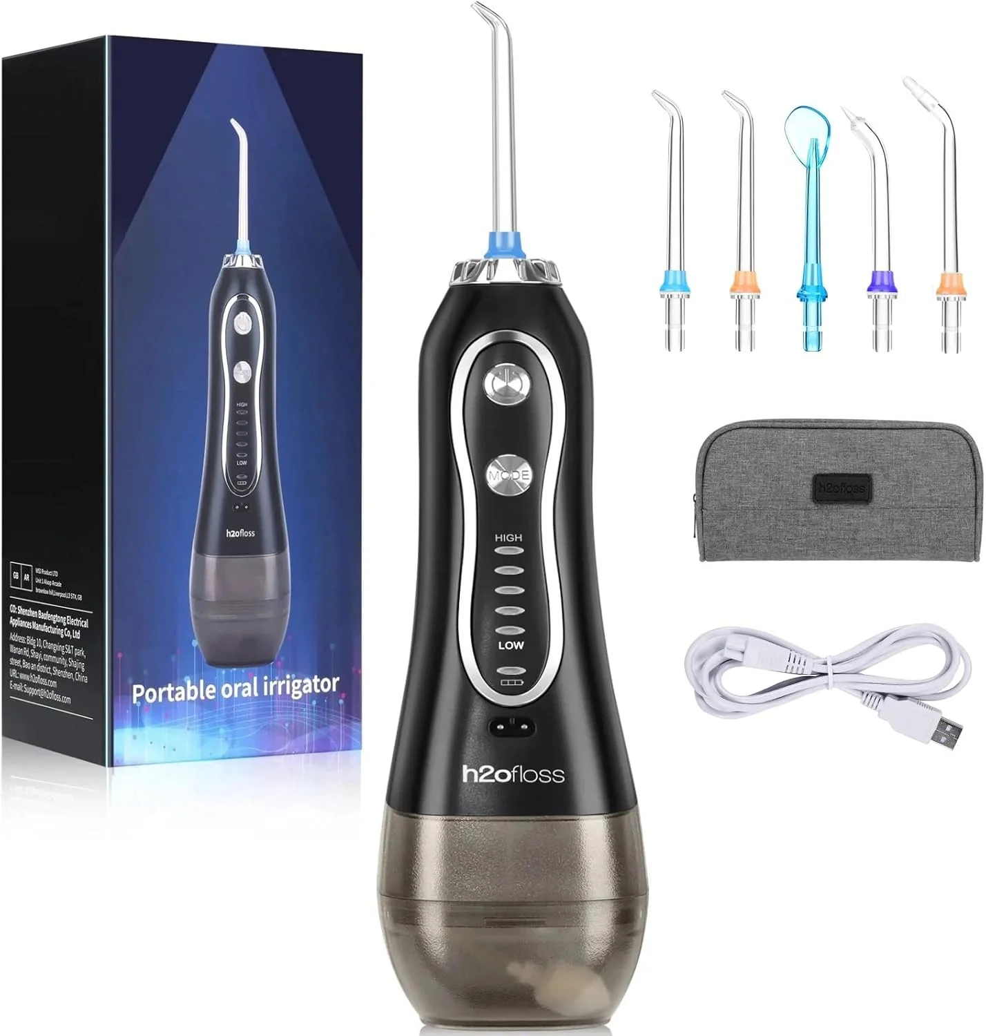 دستگاه شستشوی دهان قابل حمل با کیف – دستگاه آبیاری شارژی برای دندان های تمیز، ایده آل برای خانه و مسافرت، ضد آب