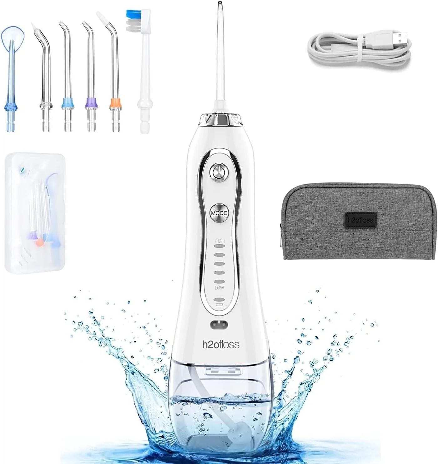 واتر فلاسر دندان قابل حمل | نسخه سفید 300 میلی لیتری | مراقبت پیشرفته