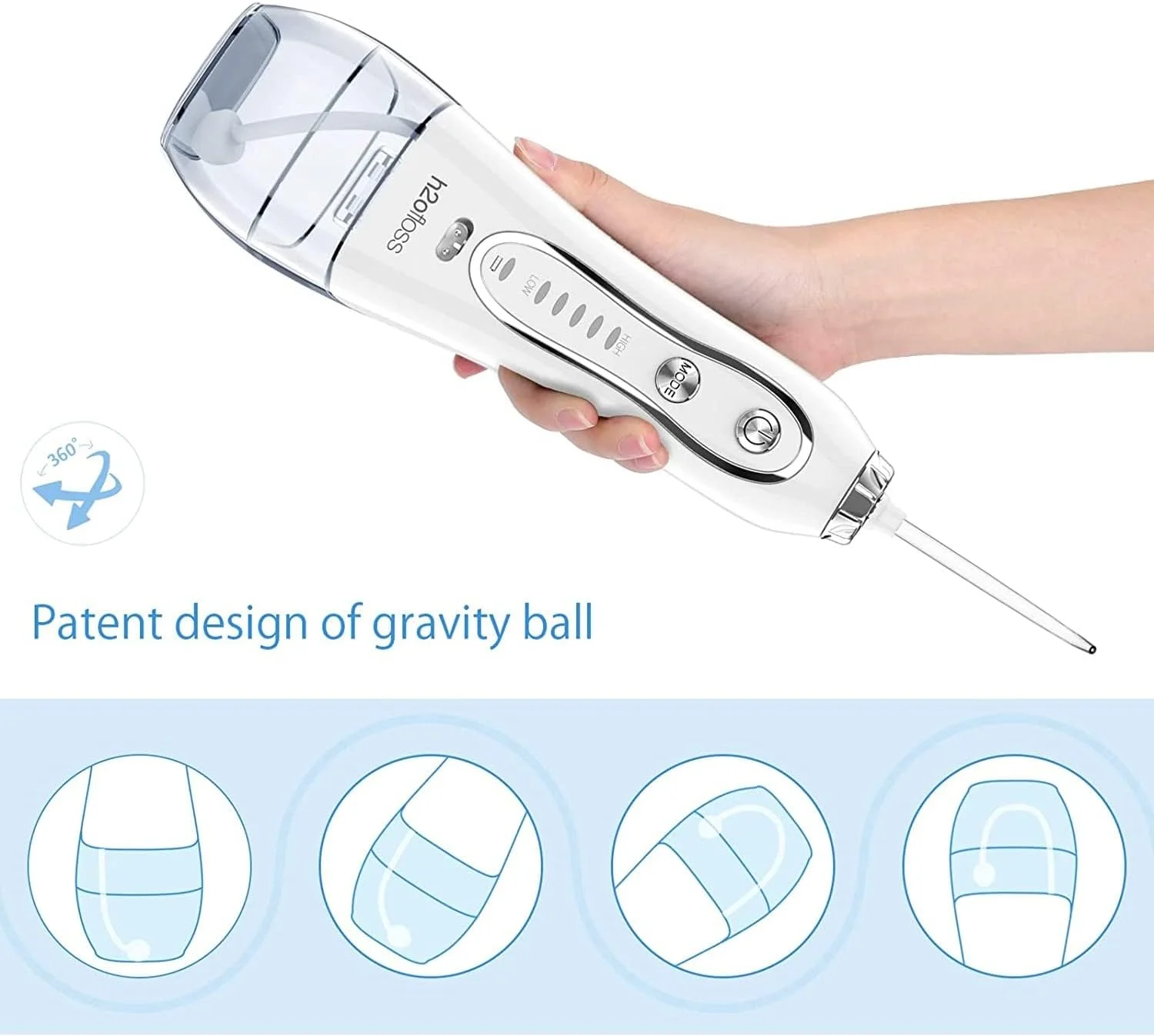 واتر فلاسر دندان قابل حمل | نسخه سفید 300 میلی لیتری | مراقبت پیشرفته