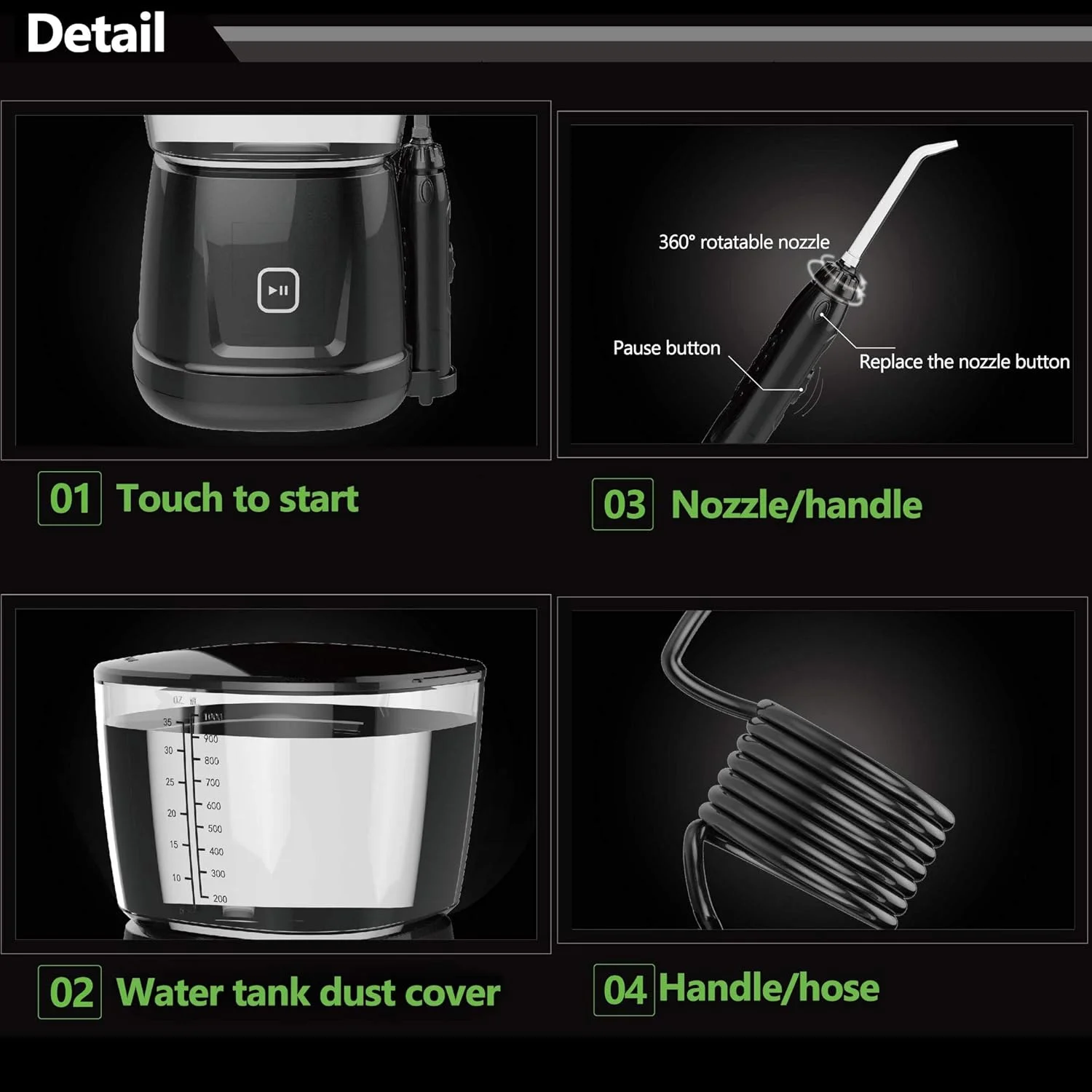 دستگاه شستشوی دهان و دندان MUMOO BEAR، دستگاه آبی قابل حمل، مراقبت حرفه ای از دندان، پاک کننده دندان با جریان آب پالسی با مخزن آب بزرگ 800 میلی لیتری برای استفاده در منزل و مسافرت (V700-سفید)