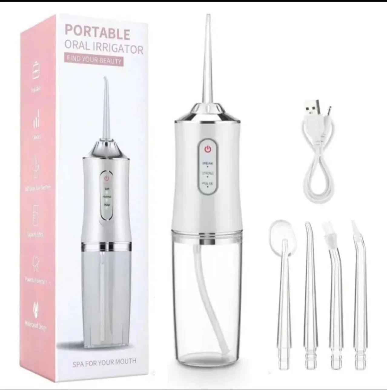 واتر فلاسر قابل حمل شارژی - آبیاری دهان و دندان بی سیم ضد آب IPX7 برای تمیز کردن موثر دندان ها در خانه و مسافرت (مخزن 300 میلی لیتری، مدل HF-6) HO2