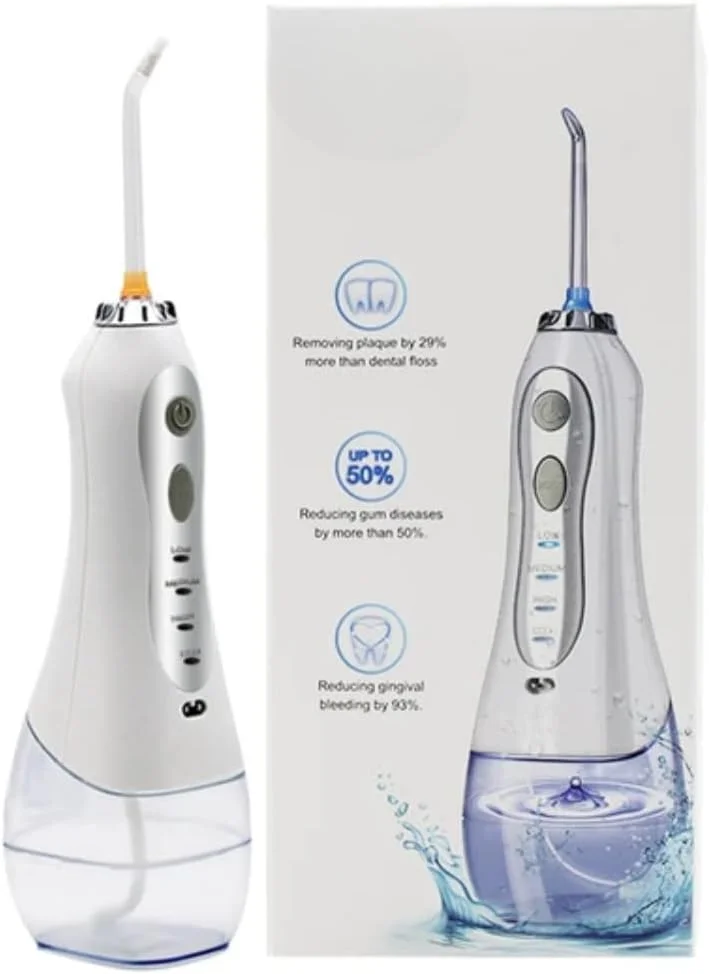 دستگاه نخ دندان آبی بی‌سیم حرفه‌ای - دستگاه آبیاری دهان قابل حمل و شارژی برای تمیز کردن دندان، ضد آب با مخزن، مناسب برای استفاده در خانه و مسافرت، دستگاه آبیاری دهان برقی قابل حمل
