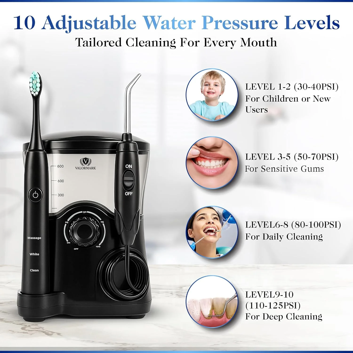 مسواک برقی حرفه ای با نخ دندان آبی، مسواک التراسونیک ترکیبی، مخزن نخ دندان 600 میلی لیتری، مسواک زدن و نخ دندان کشیدن برای تمیز کردن دندان و سلامت لثه، سری های کدگذاری شده رنگی (کیت مشکی) مسواک برقی حرفه ای با نخ دندان آبی، مسواک التراسونیک ترکیبی، مخزن نخ دندان 600 میلی لیتری، مسواک زدن و نخ دندان کشیدن برای تمیز کردن دندان و سلامت لثه، سری های کدگذاری شده رنگی (کیت مشکی)