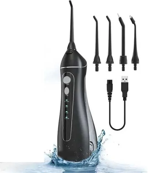 واترجت دهانشویه قابل حمل شارژی – 3 حالت تمیز کردن، دستگاه آبیاری بی سیم با فشار قابل تنظیم، ضد آب IPX7 برای مراقبت از دندان در سفر و خانه