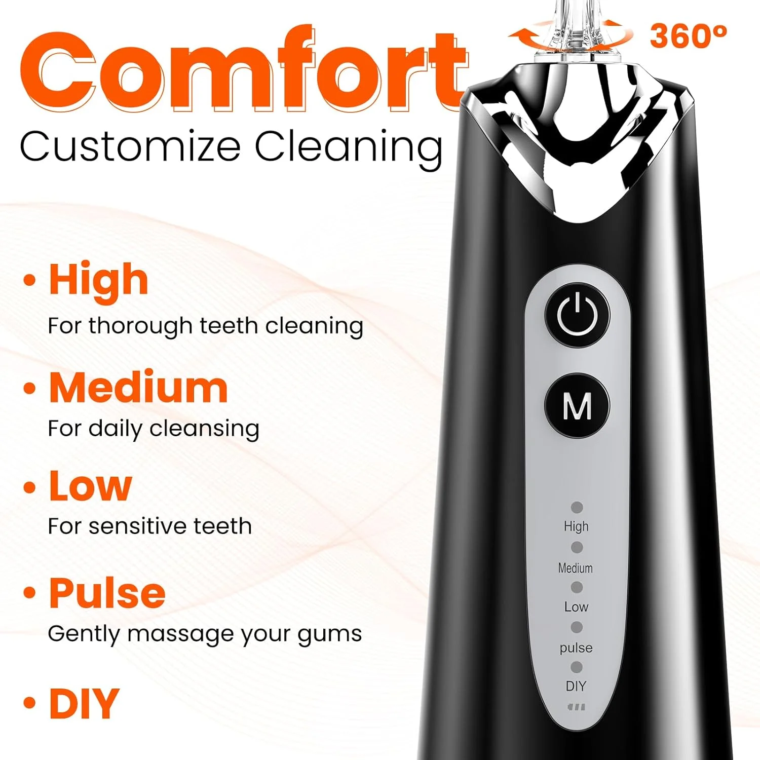 دستگاه نخ دندان آبی برای دندان، آبپاش دهانی قابل حمل 300 میلی لیتری، تمیز کننده آبی مسافرتی قابل شارژ، دستگاه نخ دندان برقی حرفه ای، لوازم جانبی نخ دندان و آبپاش IPX7 ضد آب