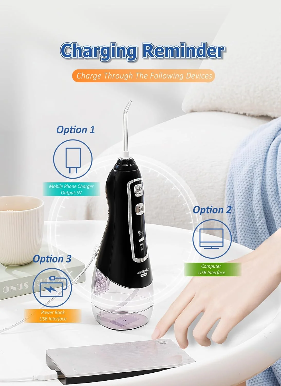 دستگاه شستشوی دهان و دندان قابل حمل شارژی Smarbo V580 با 6 حالت و مخزن 320 میلی لیتر