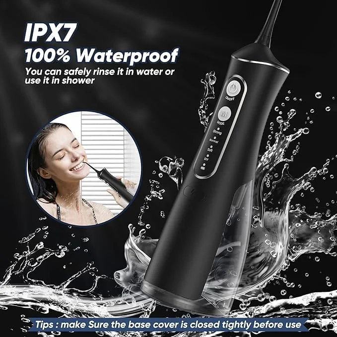 واتر فلاسر دندانی شارژی | دستگاه آبیاری دهان و دندان بی سیم قابل حمل برای دندان ها، لثه ها و ارتودنسی | 4 حالت با 5 سری